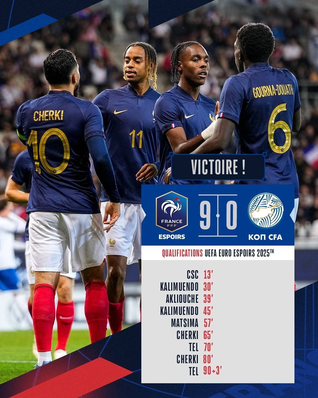 你开悟了吗？亨利率领法国U21队9球大胜对手 队史最大胜利