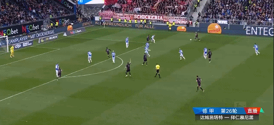 德甲半场：达姆施塔特1-2拜仁 穆西亚拉扳平凯恩进球反超