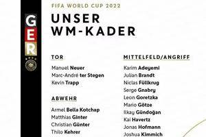 德国公布世界杯26人大名单：诺伊尔、穆勒领衔 格策在列 罗伊斯因伤落选