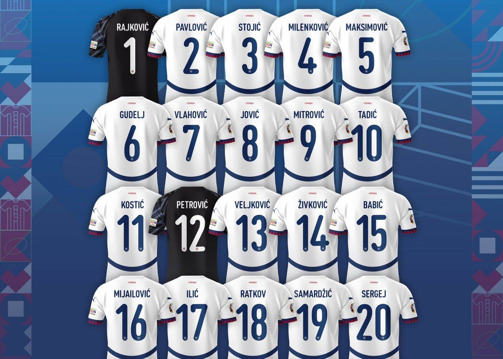 塞尔维亚公布欧洲杯球衣号码：弗拉霍维奇7号 米神9号 塔迪奇10号