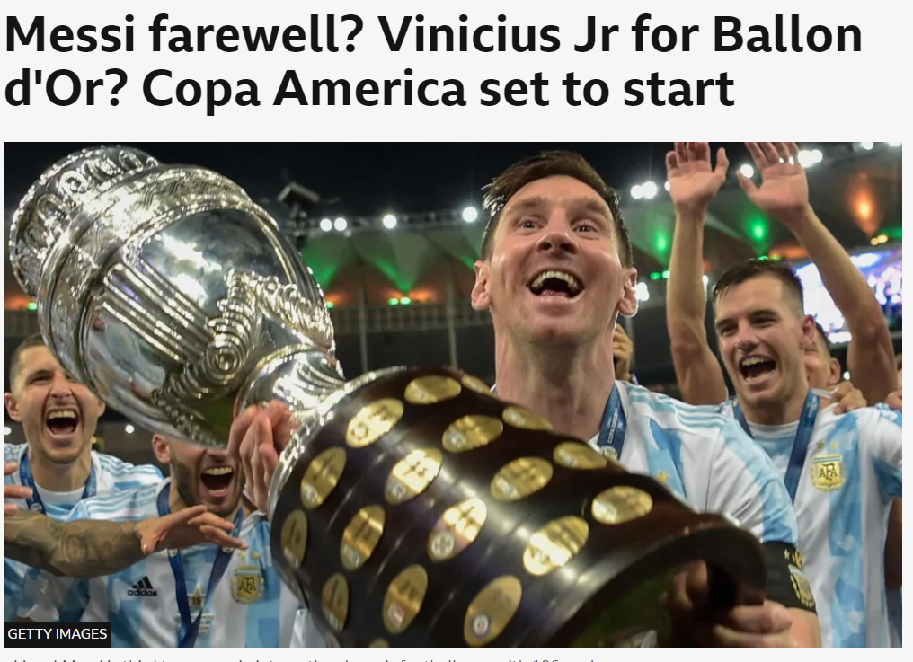 BBC：梅西期待率阿根廷再夺冠军 34岁之前他在重大赛事一无所获